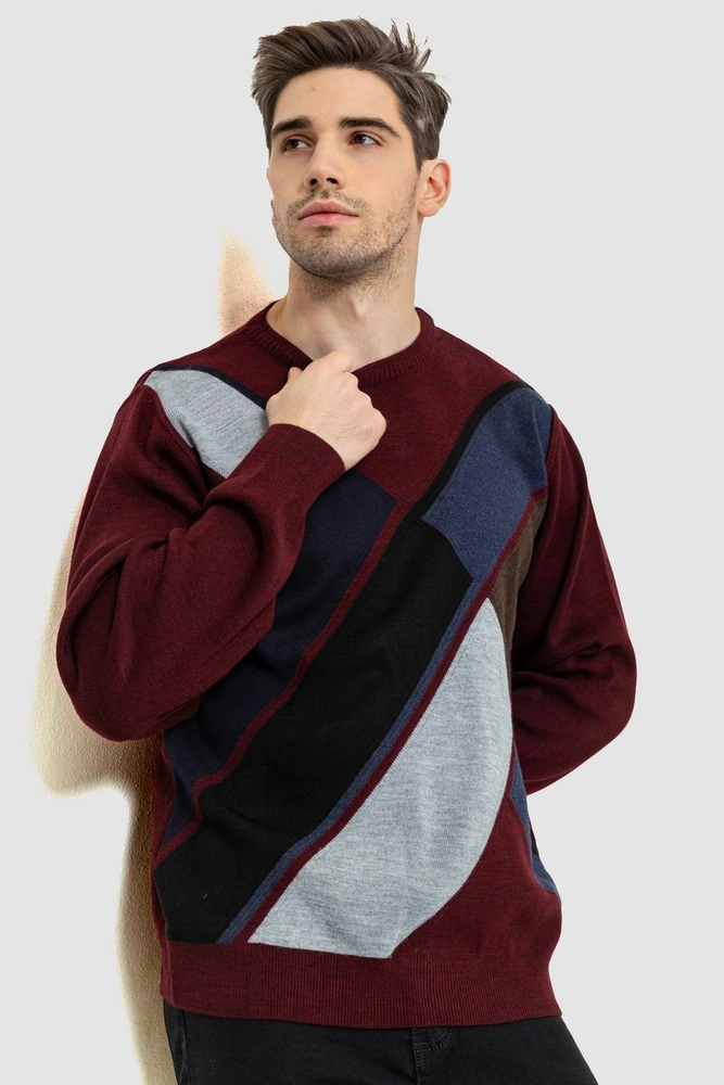 Купити Светр чоловічий, колір бордовий, 214R1720 оптом - Фото №1