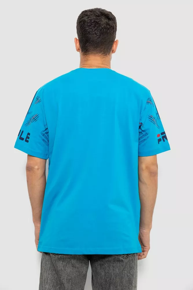 Купить Футболка мужская с принтом, цвет голубой, 244R6738B - Фото №4