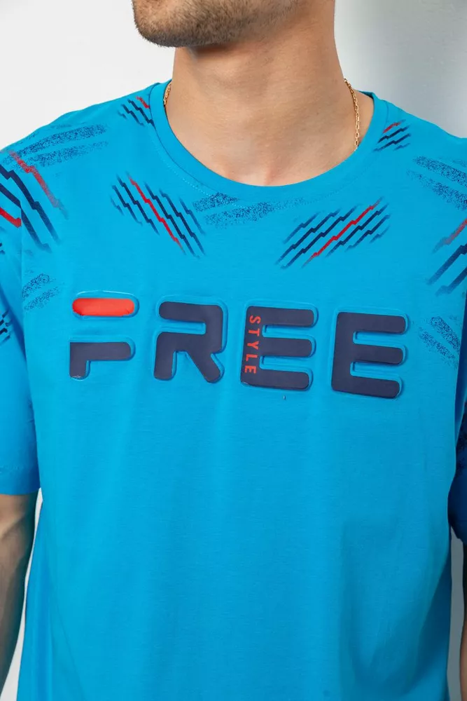Купить Футболка мужская с принтом, цвет голубой, 244R6738B - Фото №5