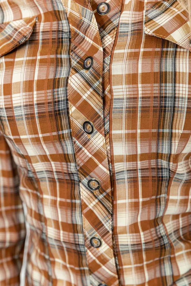 Купить Рубашка женская повседневная  -уценка, цвет коричневый, 230R064-U-9 - Фото №5