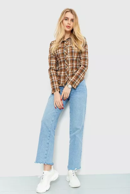 Рубашка женская повседневная  -уценка, цвет коричневый, 230R064-U-9