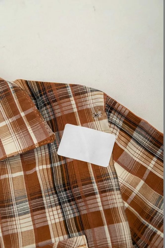 Купить Рубашка женская повседневная  -уценка, цвет коричневый, 230R064-U-9 - Фото №6