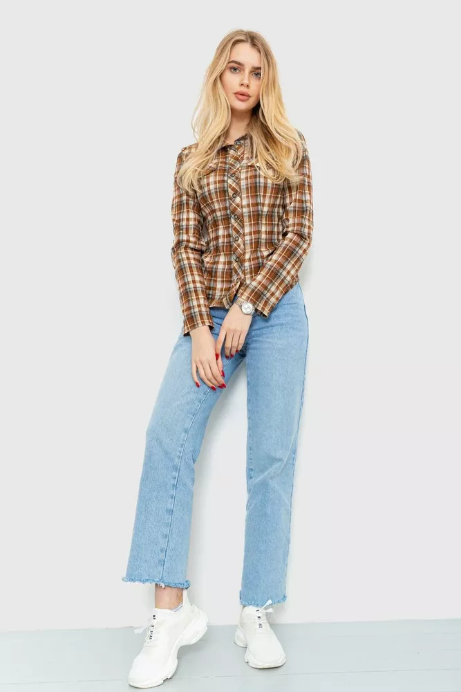 Купить Рубашка женская повседневная  -уценка, цвет коричневый, 230R064-U-9 - Фото №1