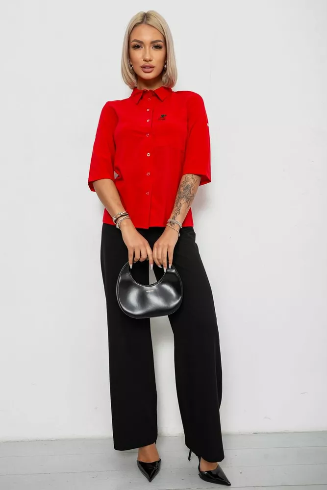 Купить Блуза классическая с принтом, цвет красный, 230R191 - Фото №2