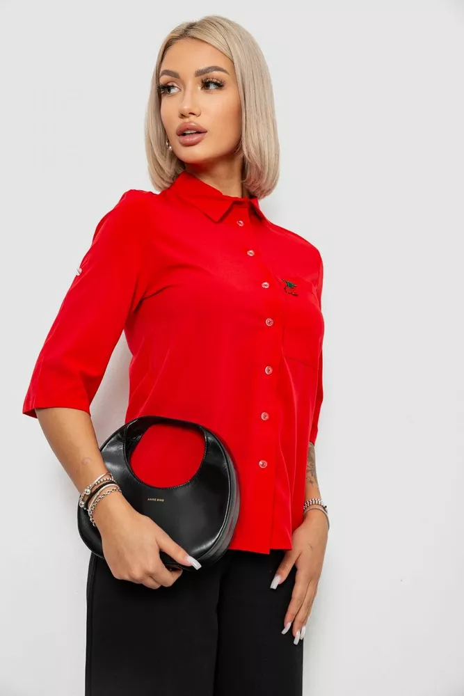 Купить Блуза классическая с принтом, цвет красный, 230R191 - Фото №3