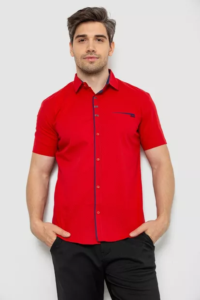 Чоловіча сорочка з принтом, колір червоний, 186R7016