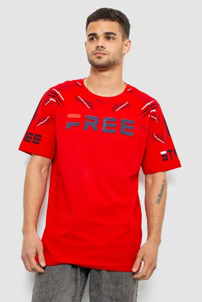 Футболка мужская с принтом, цвет красный, 244R6738B