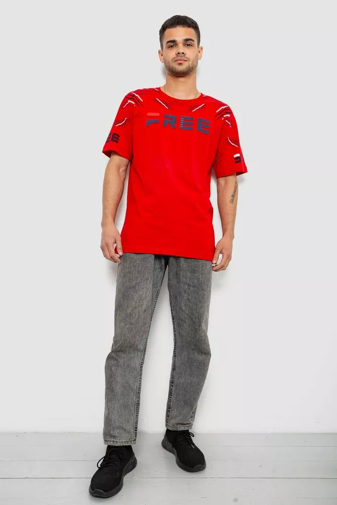 Купити Футболка чоловіча з принтом, колір червоний, 244R6738B - Фото №2