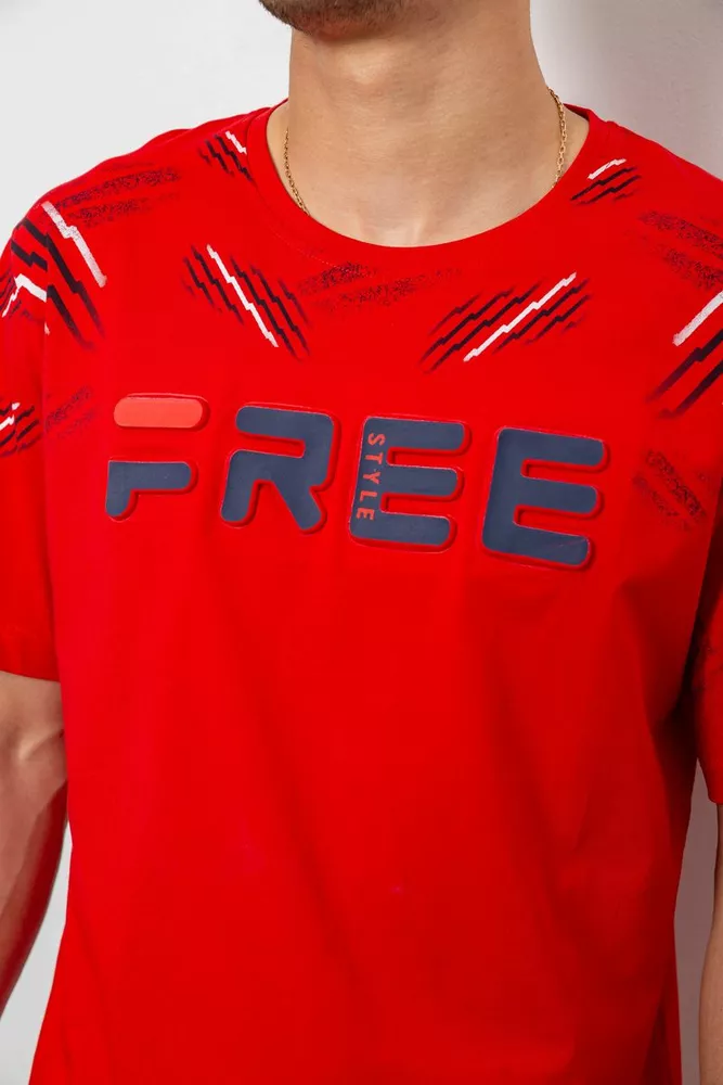 Купити Футболка чоловіча з принтом, колір червоний, 244R6738B - Фото №5