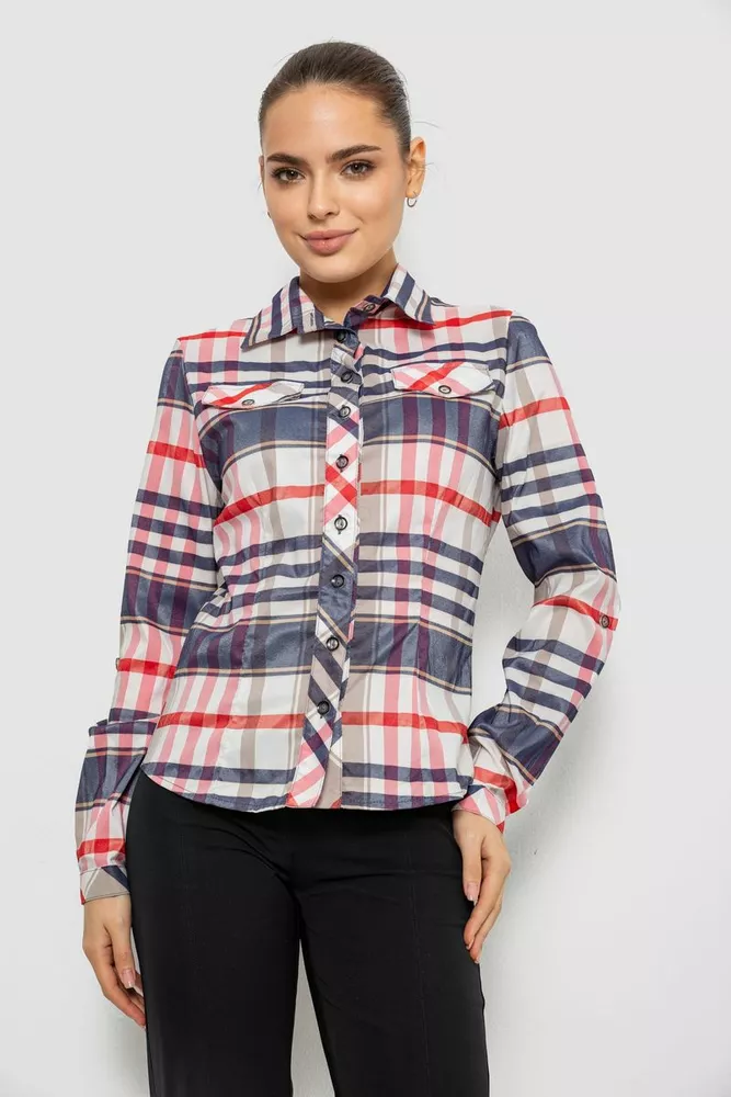 Купить Рубашка женская в полоску, цвет молочный, 230R064-2 - Фото №1