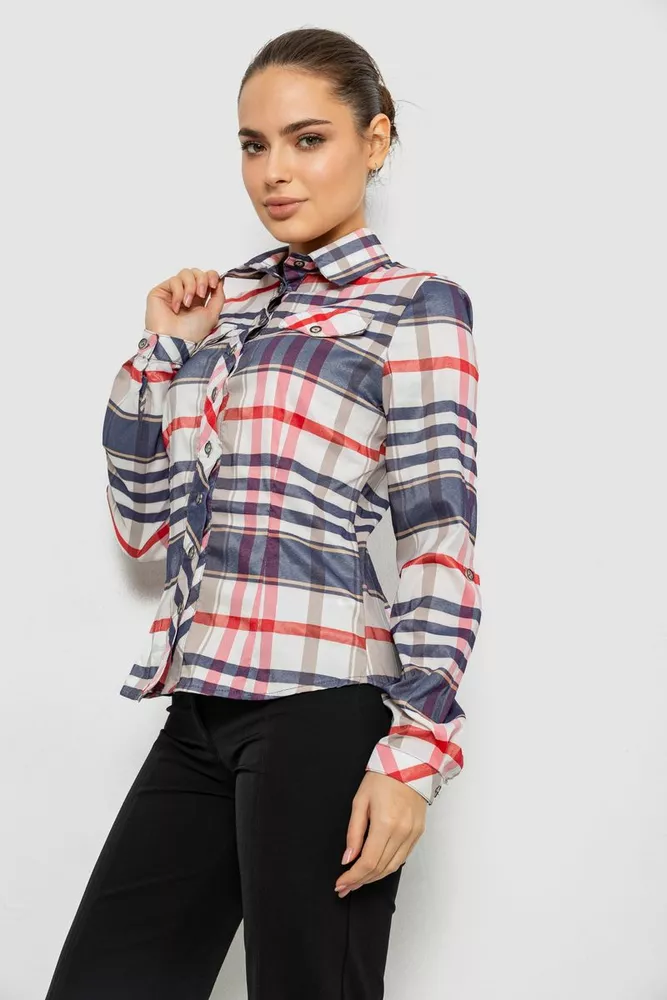 Купить Рубашка женская в полоску, цвет молочный, 230R064-2 - Фото №3