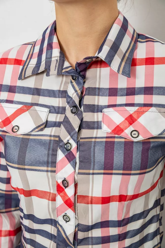 Купить Рубашка женская в полоску, цвет молочный, 230R064-2 - Фото №5