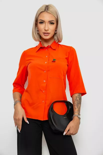 Блуза класична з принтом, колір помаранчевий, 230R191