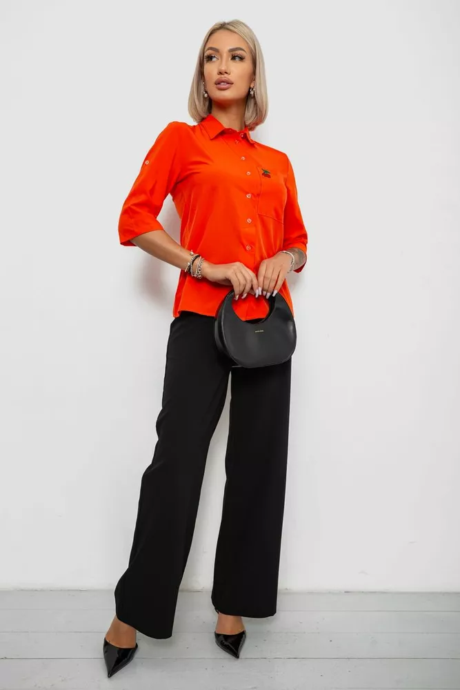 Купити Блуза класична з принтом, колір помаранчевий, 230R191 оптом - Фото №2