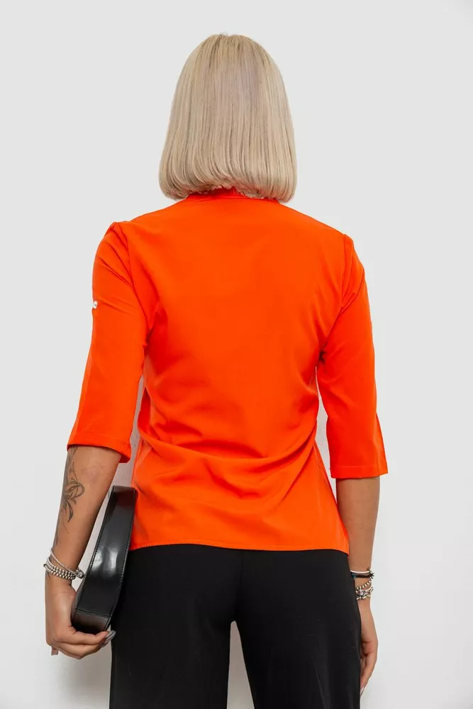 Купити Блуза класична з принтом, колір помаранчевий, 230R191 оптом - Фото №4