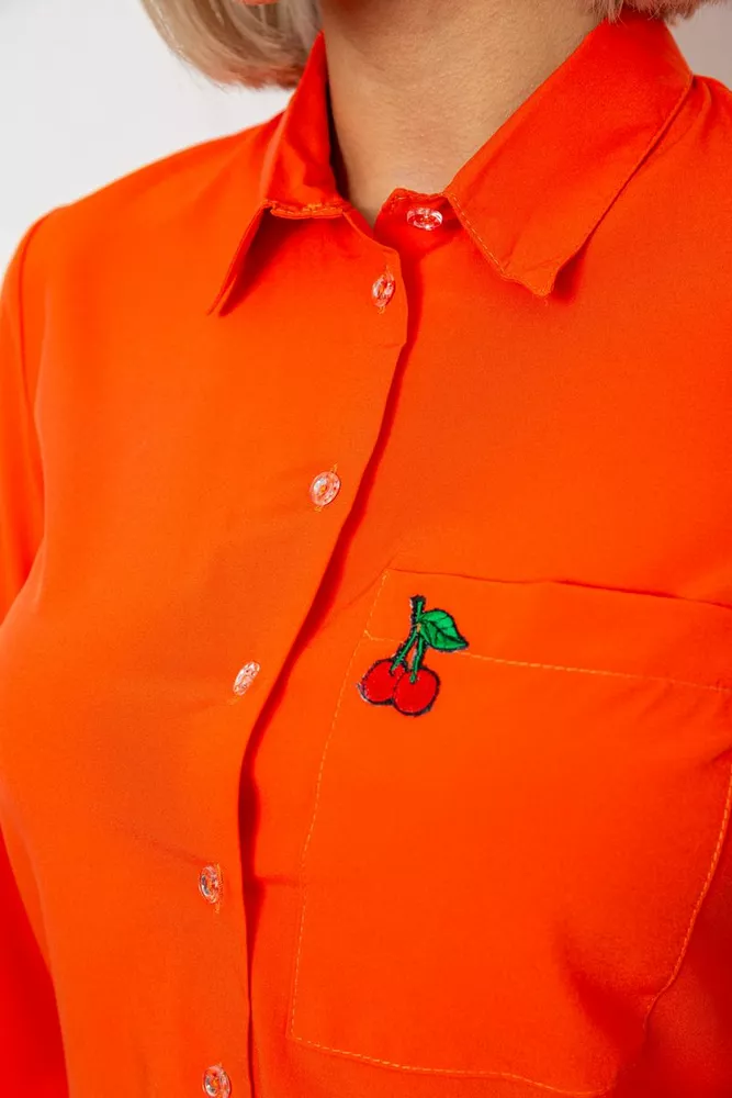 Купити Блуза класична з принтом, колір помаранчевий, 230R191 оптом - Фото №5