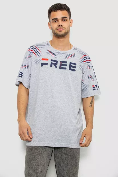 Футболка чоловіча з принтом, колір сірий, 244R6738B