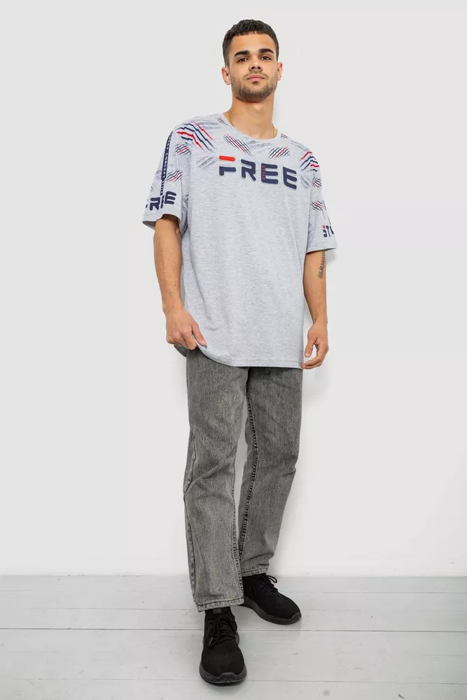 Купити Футболка чоловіча з принтом, колір сірий, 244R6738B оптом - Фото №2