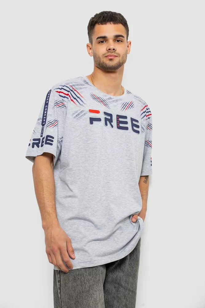 Купити Футболка чоловіча з принтом, колір сірий, 244R6738B оптом - Фото №3