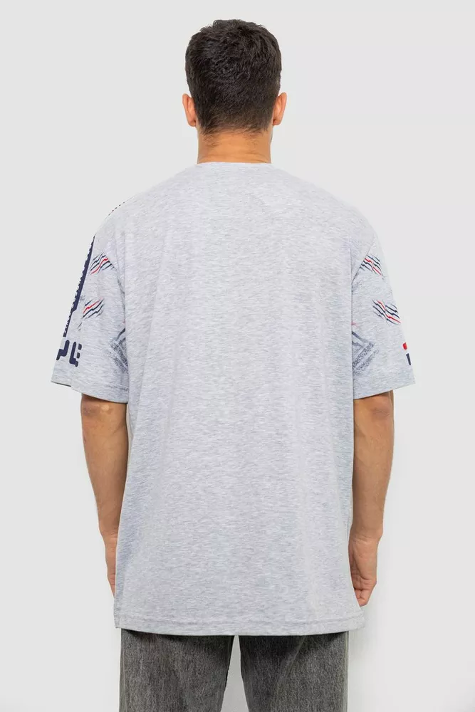 Купити Футболка чоловіча з принтом, колір сірий, 244R6738B оптом - Фото №4