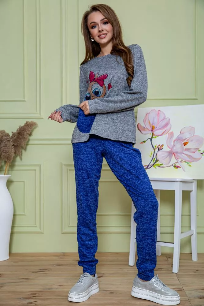 Купить Женский костюм штаны + кофта, серо-синего цвета, 172R1211 - Фото №1