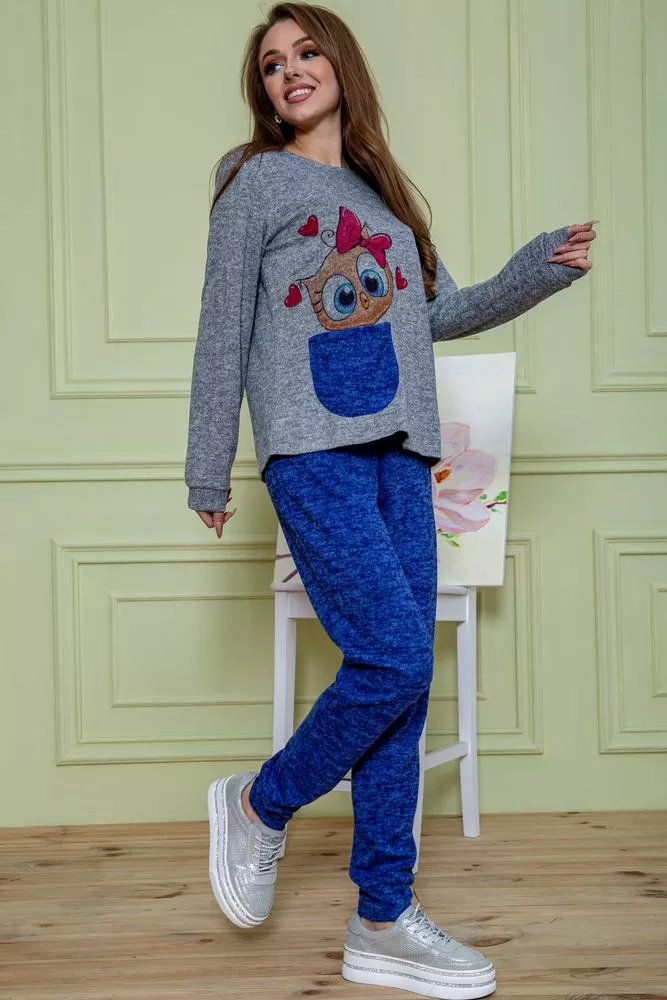 Купить Женский костюм штаны + кофта, серо-синего цвета, 172R1211 - Фото №4