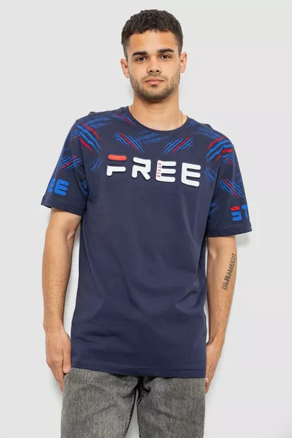 Футболка мужская с принтом, цвет синий, 244R6738B