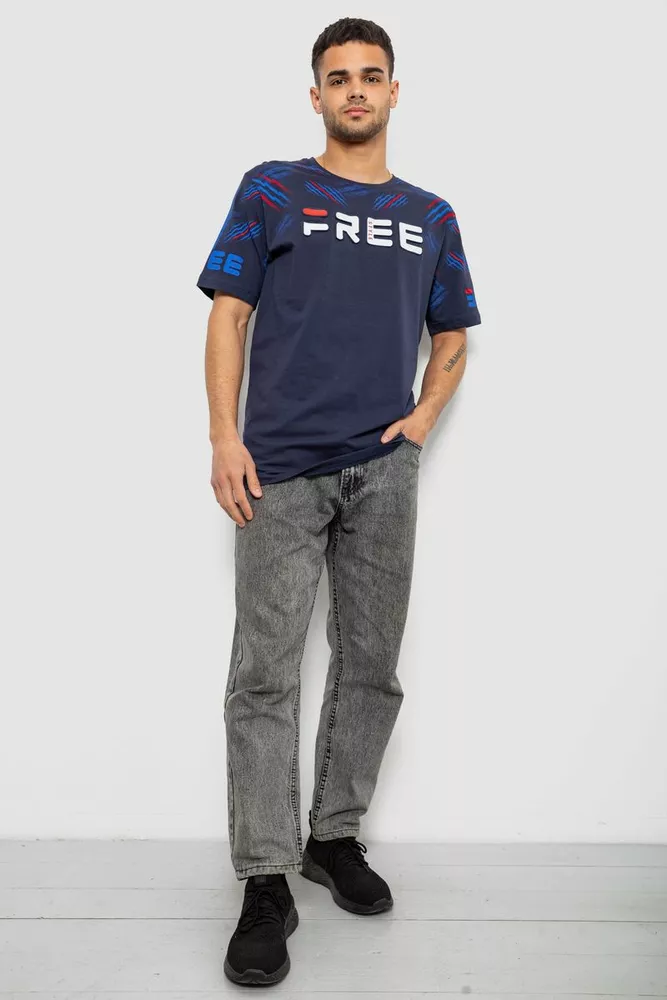 Купить Футболка мужская с принтом, цвет синий, 244R6738B - Фото №2