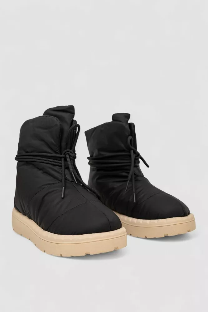 Купить Дутики женские зимние на меху, цвет черно-коричневый, 248RFM600 - Фото №3