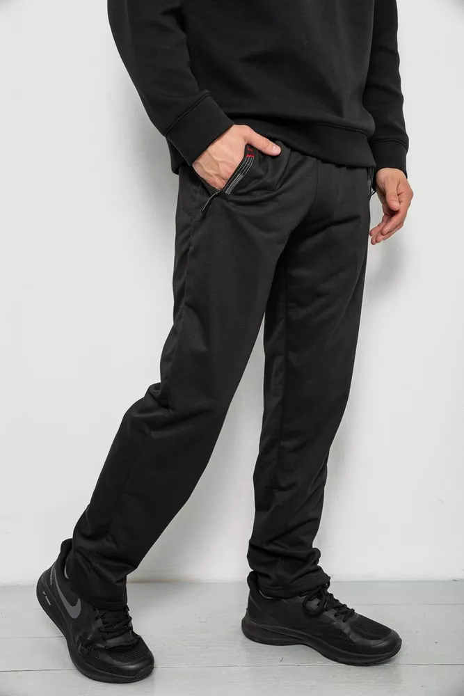 Купить Спортивные штаны мужские однотонные, цвет черный, 244R41668 - Фото №3