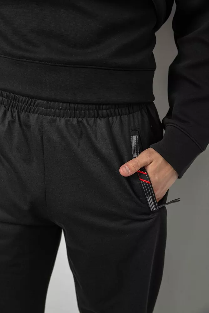 Купить Спортивные штаны мужские однотонные, цвет черный, 244R41668 - Фото №5