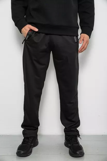 Спортивні штани чоловічі однотонні, колір чорний, 244R41668