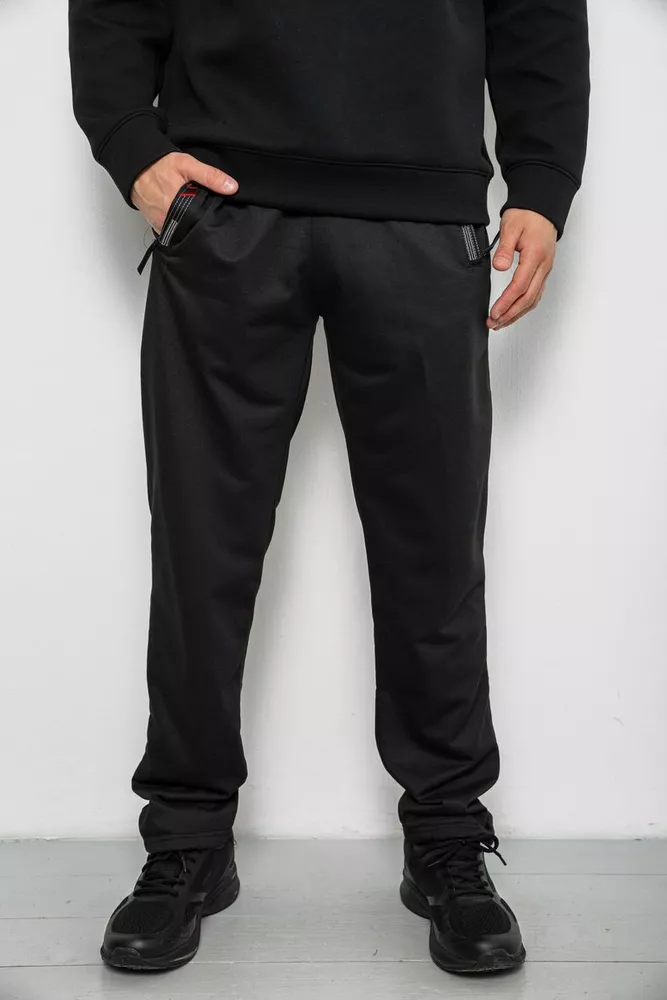 Купить Спортивные штаны мужские однотонные, цвет черный, 244R41668 - Фото №1