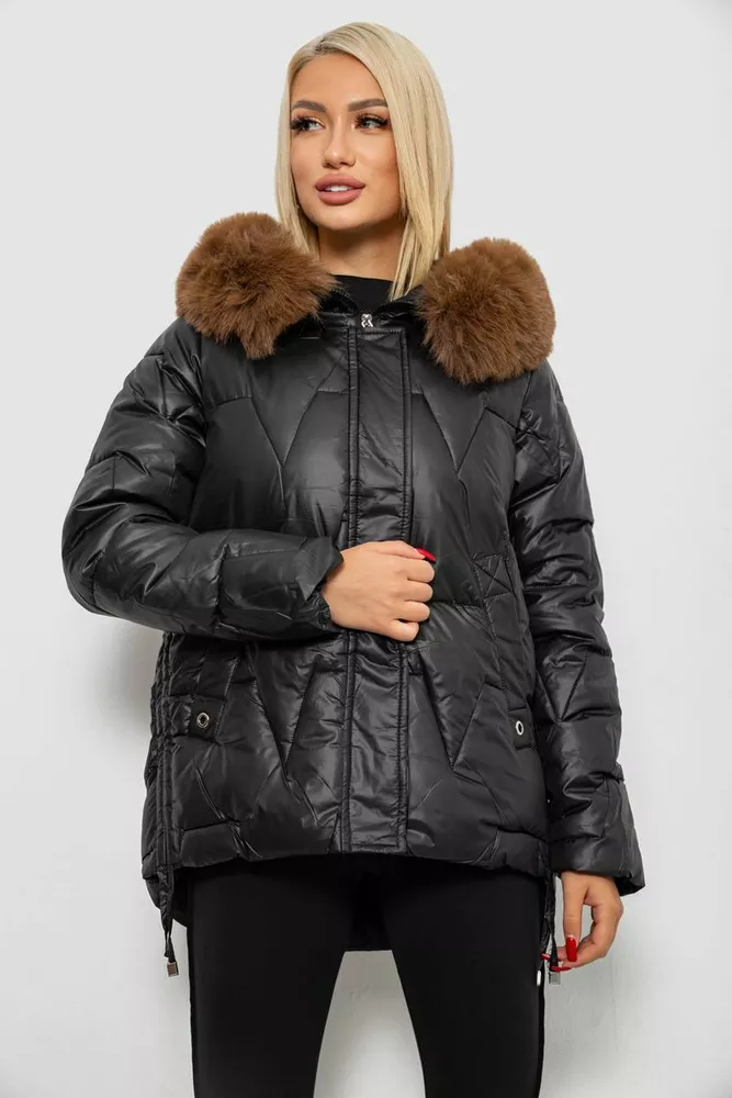 Купити Куртка жіноча зимова коротка, колір чорний, 244R865 - Фото №1