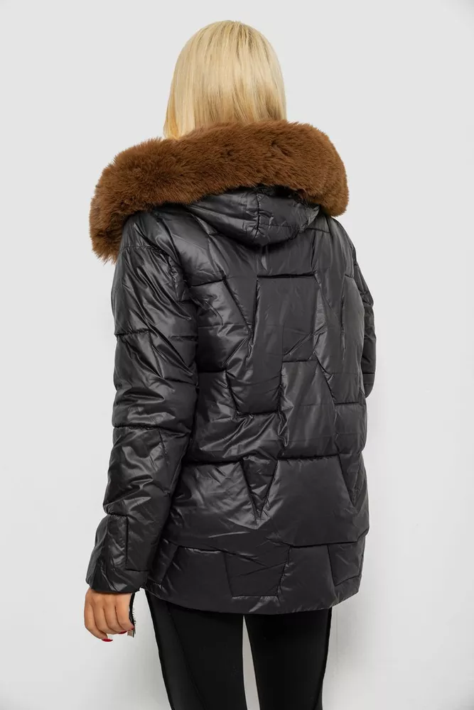 Купити Куртка жіноча зимова коротка, колір чорний, 244R865 - Фото №4