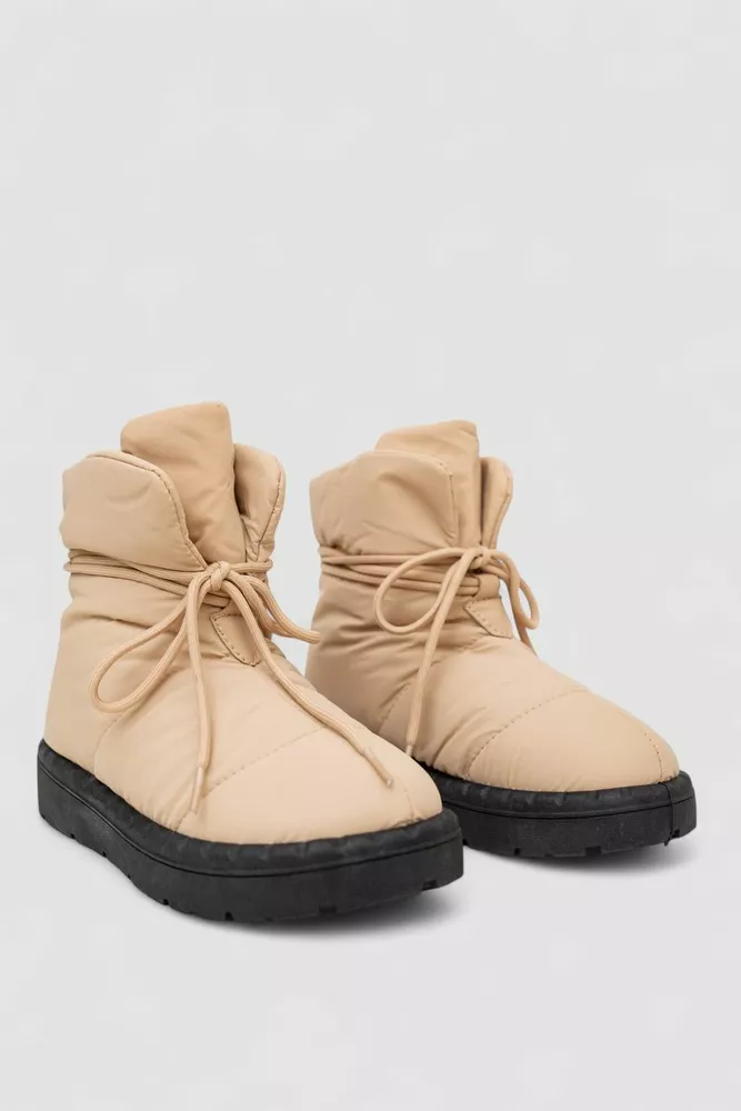 Купить Дутики женские зимние на меху, цвет бежево-черный, 248RFM600 - Фото №3