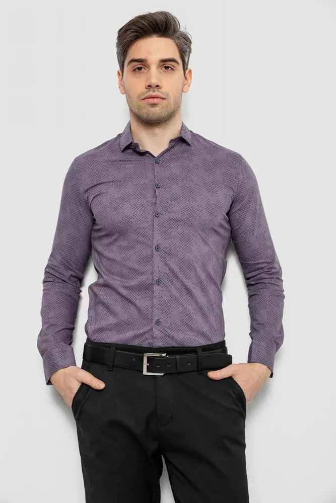 Купить Рубашка мужская с принтом, цвет сливовый, 186R2068 - Фото №1