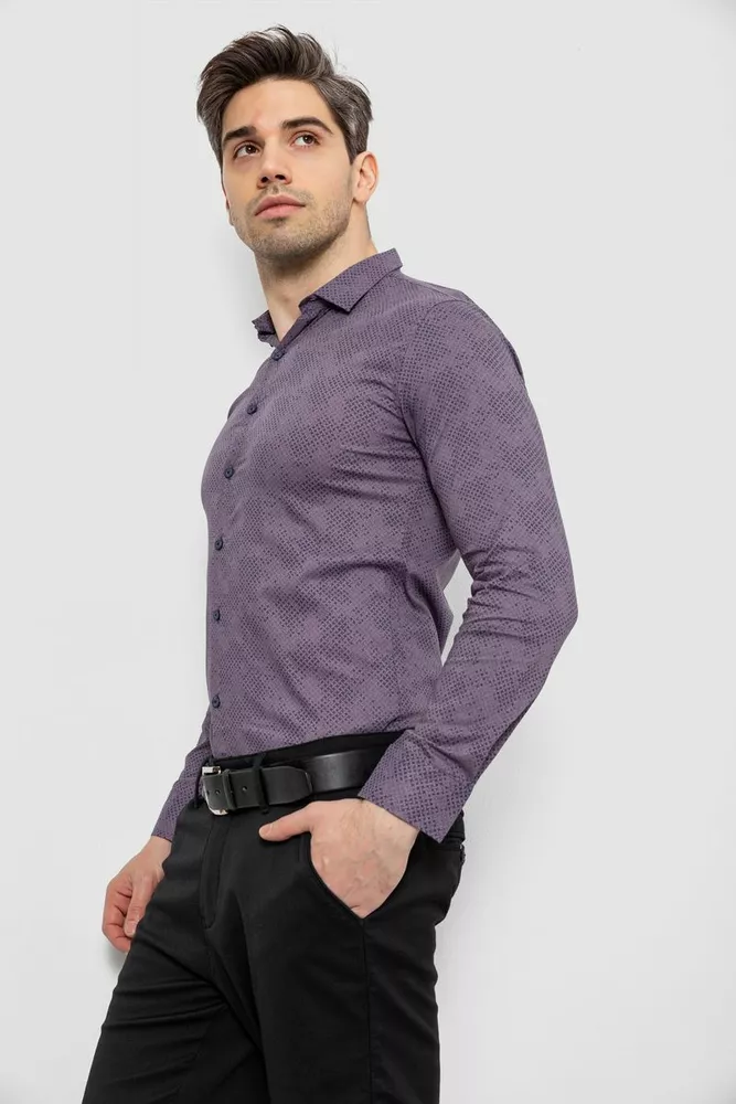 Купить Рубашка мужская с принтом, цвет сливовый, 186R2068 - Фото №3