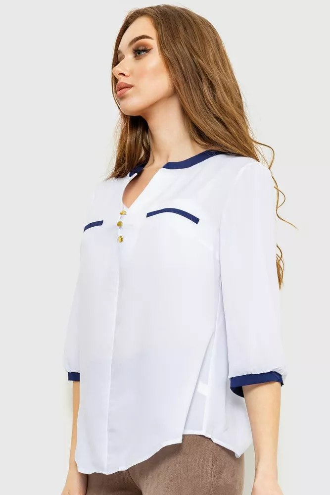 Купити Блуза класична  - уцінка, колір біло-синій, 230R051-U - Фото №6