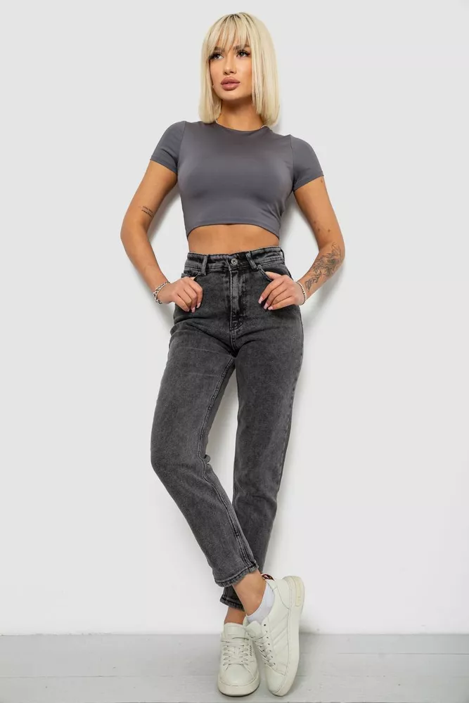 Купить Джинсы женские однотонные прямые, цвет серый, 244RM051 - Фото №2