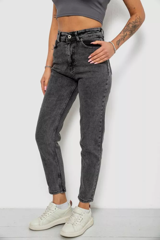 Купить Джинсы женские однотонные прямые, цвет серый, 244RM051 - Фото №3