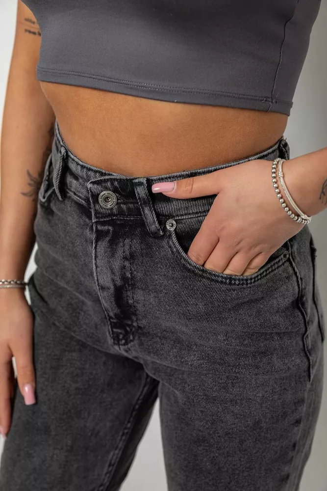 Купить Джинсы женские однотонные прямые, цвет серый, 244RM051 - Фото №5