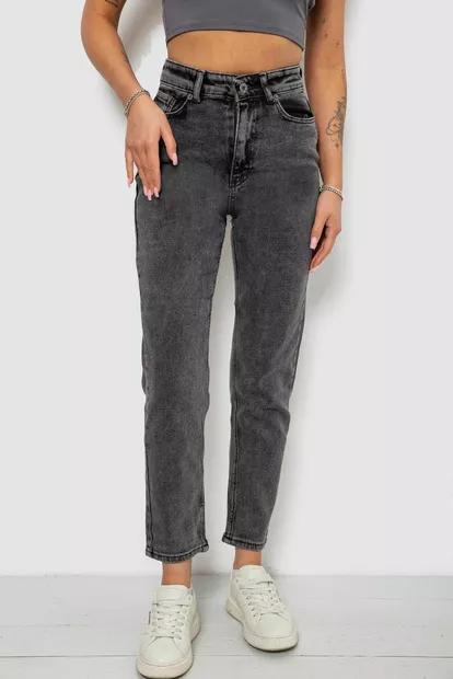 Джинсы женские однотонные прямые, цвет серый, 244RM051