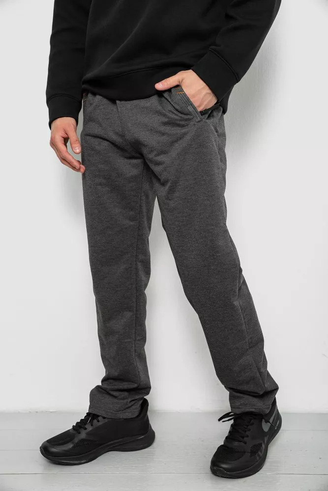 Купить Спортивные штаны мужские однотонные, цвет серый, 244R41668 - Фото №3