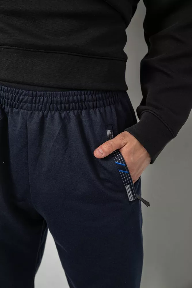 Купить Спортивные штаны мужские однотонные, цвет синий, 244R41668 оптом - Фото №5