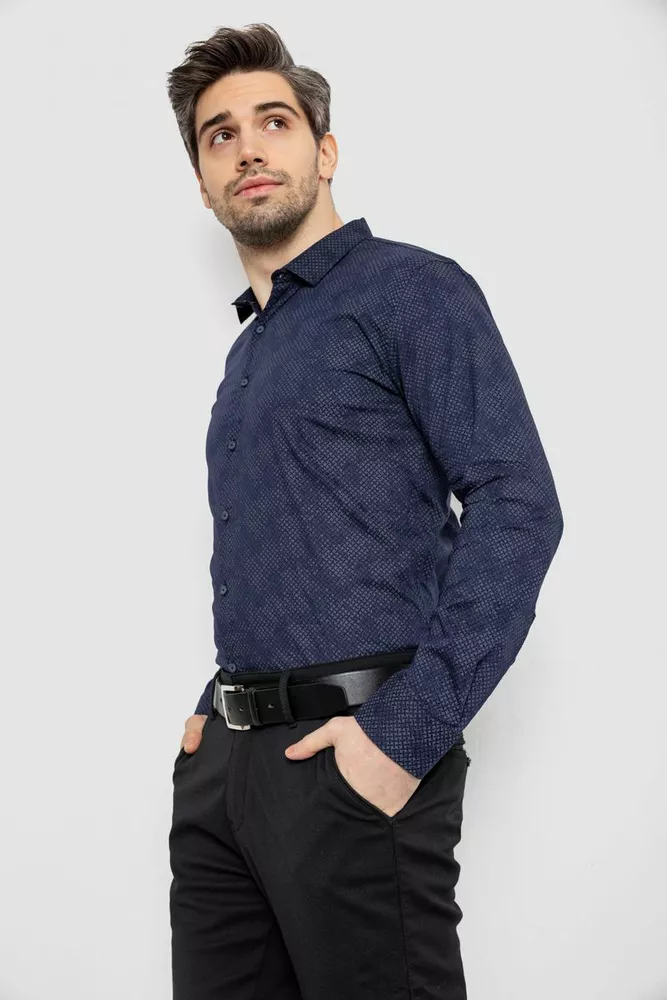 Купить Рубашка мужская с принтом, цвет синий, 186R2068 - Фото №3