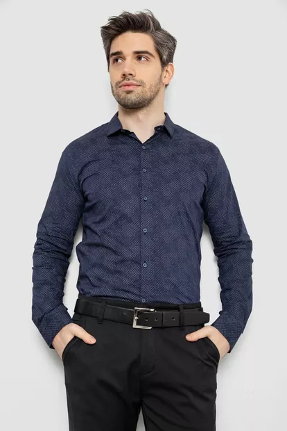 Рубашка мужская с принтом, цвет синий, 186R2068