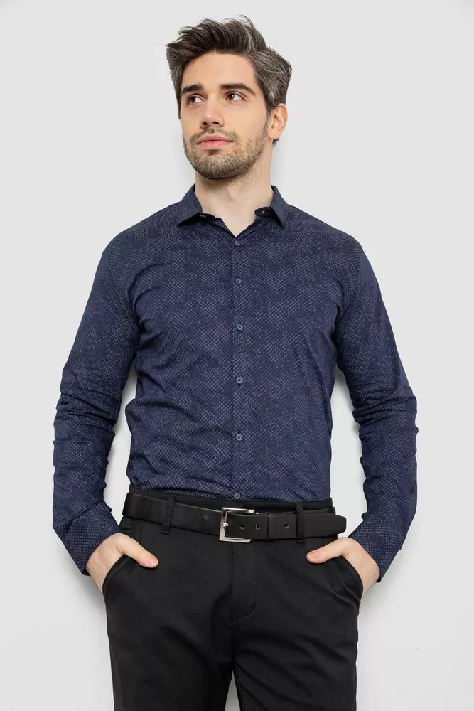 Купить Рубашка мужская с принтом, цвет синий, 186R2068 - Фото №1