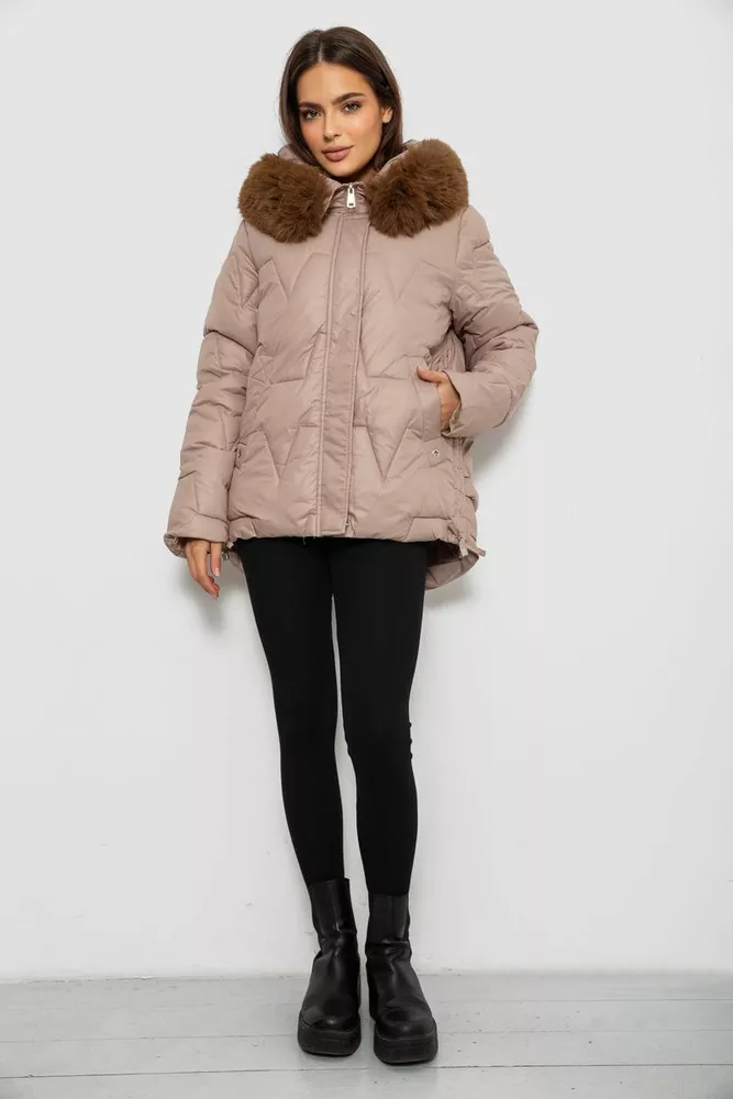 Купити Куртка жіноча зимова коротка, колір мокко, 244R865 - Фото №3