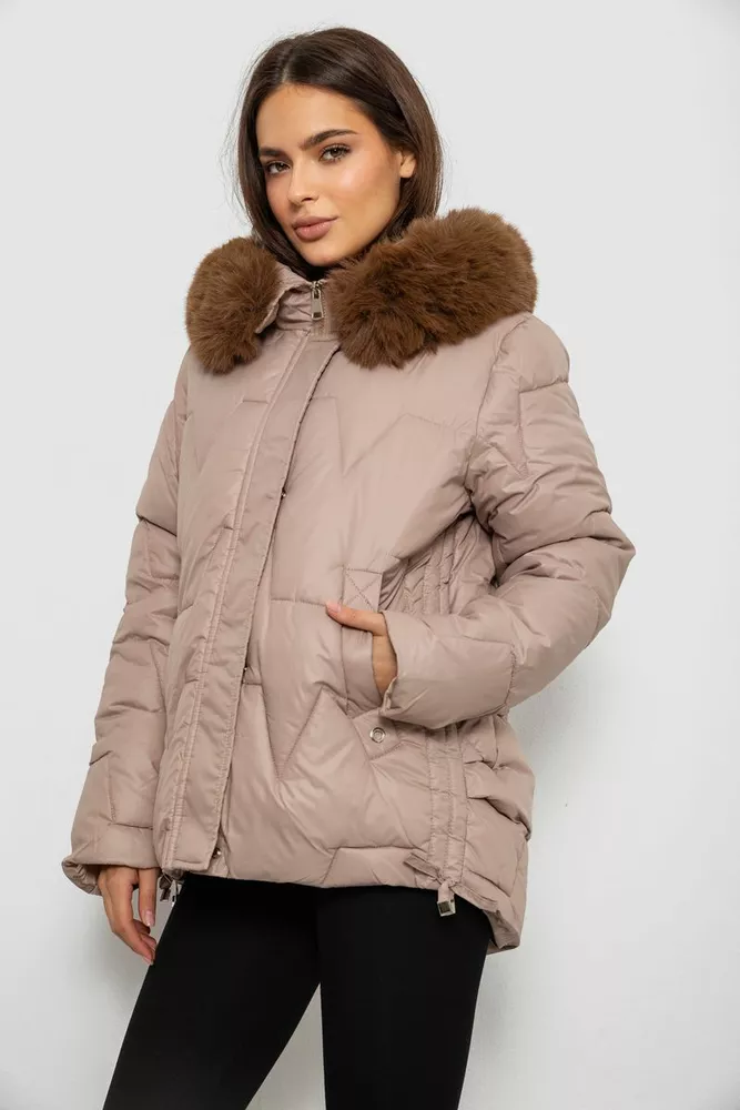 Купити Куртка жіноча зимова коротка, колір мокко, 244R865 - Фото №4